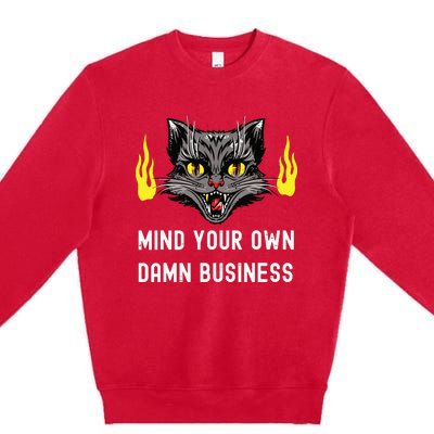 Cat Lady Harris Walz Waltz 2024 Mind Your Own Damn Business Premium Crewneck Sweatshirt