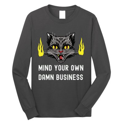 Cat Lady Harris Walz Waltz 2024 Mind Your Own Damn Business Long Sleeve Shirt