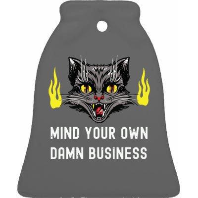 Cat Lady Harris Walz Waltz 2024 Mind Your Own Damn Business Ceramic Bell Ornament