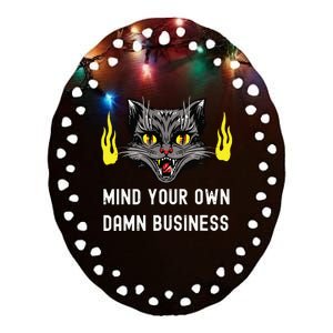 Cat Lady Harris Walz Waltz 2024 Mind Your Own Damn Business Ceramic Oval Ornament