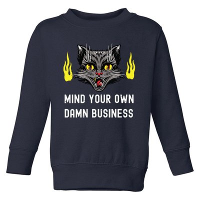 Cat Lady Harris Walz Waltz 2024 Mind Your Own Damn Business Toddler Sweatshirt