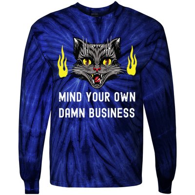 Cat Lady Harris Walz Waltz 2024 Mind Your Own Damn Business Tie-Dye Long Sleeve Shirt