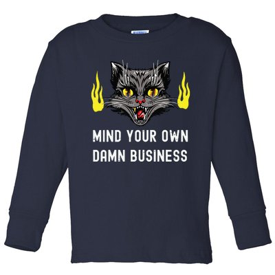 Cat Lady Harris Walz Waltz 2024 Mind Your Own Damn Business Toddler Long Sleeve Shirt