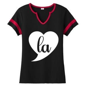 Comma La Heart Funny Great Gift Ladies Halftime Notch Neck Tee