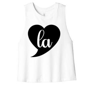 Comma La Heart Funny Great Gift Women's Racerback Cropped Tank