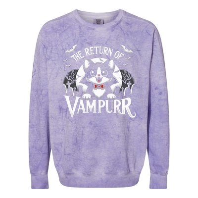 Cat Lover Halloween Funny Cute The Return of Vampurr Colorblast Crewneck Sweatshirt