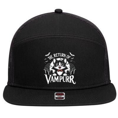 Cat Lover Halloween Funny Cute The Return of Vampurr 7 Panel Mesh Trucker Snapback Hat