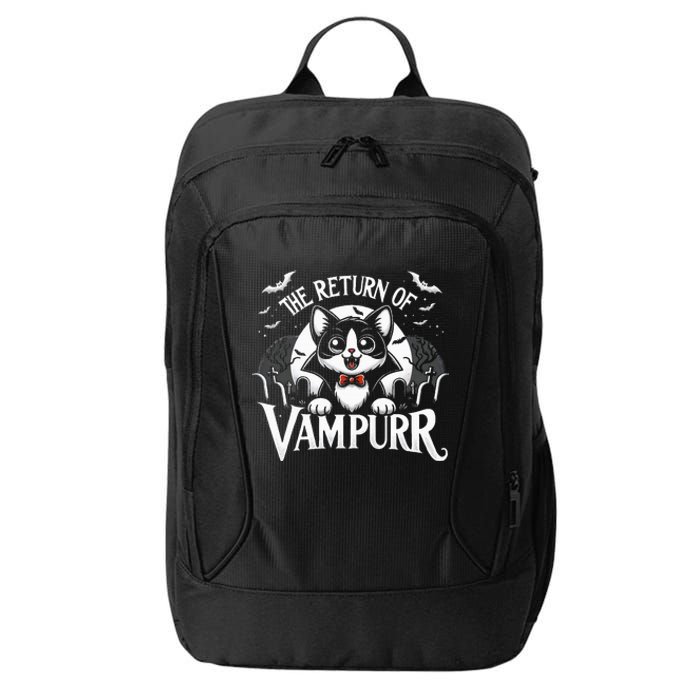 Cat Lover Halloween Funny Cute The Return of Vampurr City Backpack