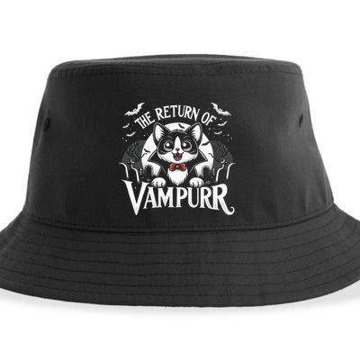 Cat Lover Halloween Funny Cute The Return of Vampurr Sustainable Bucket Hat