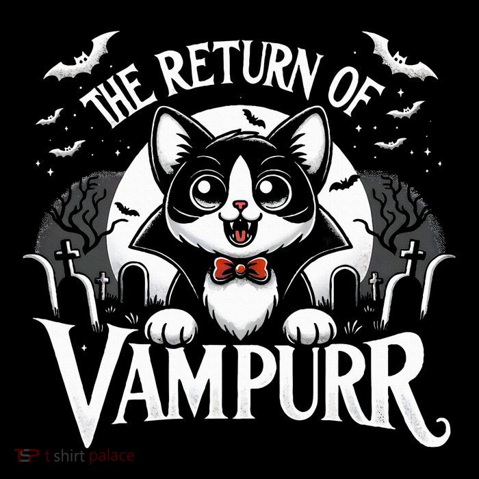 Cat Lover Halloween Funny Cute The Return of Vampurr Flatbill Hat