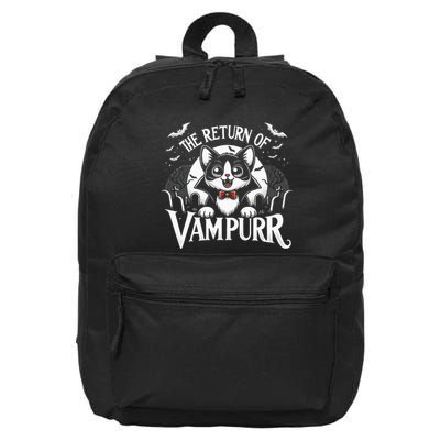 Cat Lover Halloween Funny Cute The Return of Vampurr 16 in Basic Backpack