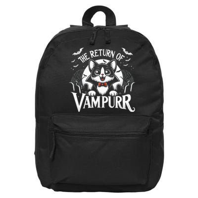 Cat Lover Halloween Funny Cute The Return of Vampurr 16 in Basic Backpack