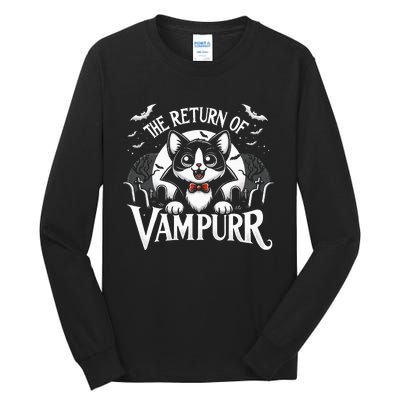 Cat Lover Halloween Funny Cute The Return of Vampurr Tall Long Sleeve T-Shirt