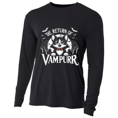 Cat Lover Halloween Funny Cute The Return of Vampurr Cooling Performance Long Sleeve Crew