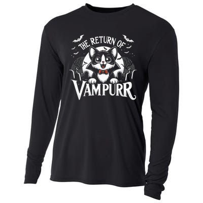 Cat Lover Halloween Funny Cute The Return of Vampurr Cooling Performance Long Sleeve Crew