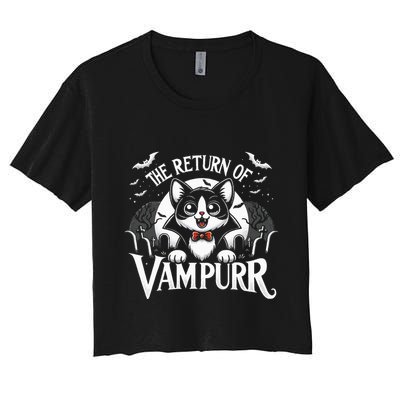 Cat Lover Halloween Funny Cute The Return of Vampurr Crop Top