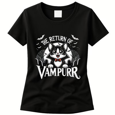 Cat Lover Halloween Funny Cute The Return of Vampurr Womens T-Shirt
