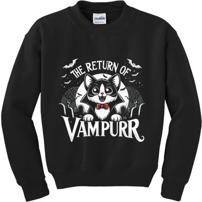 Cat Lover Halloween Funny Cute The Return of Vampurr Kids Sweatshirt