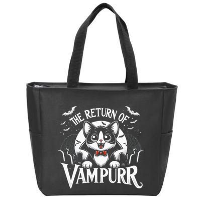 Cat Lover Halloween Funny Cute The Return of Vampurr Zip Tote Bag