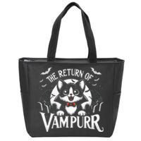 Cat Lover Halloween Funny Cute The Return of Vampurr Zip Tote Bag