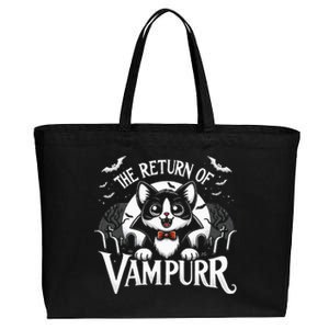 Cat Lover Halloween Funny Cute The Return of Vampurr Cotton Canvas Jumbo Tote