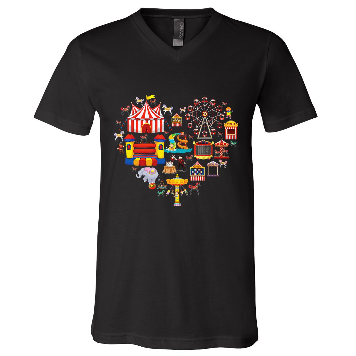 Circus Love Heart Ringmaster Party Circus V-Neck T-Shirt