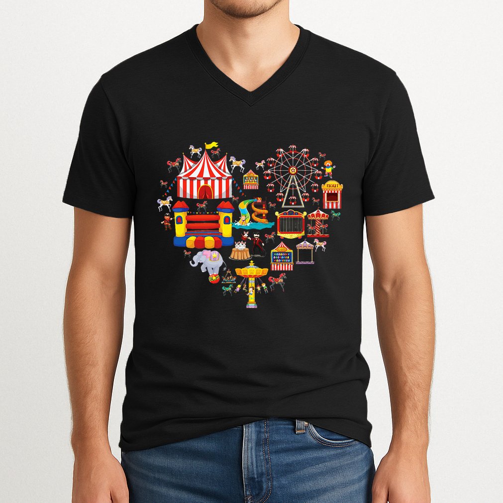 Circus Love Heart Ringmaster Party Circus V-Neck T-Shirt