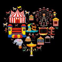 Circus Love Heart Ringmaster Party Circus V-Neck T-Shirt