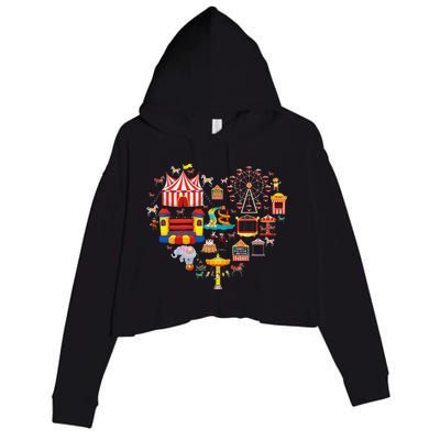 Circus Love Heart Ringmaster Party Circus Crop Fleece Hoodie