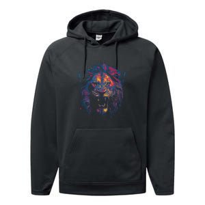 Colorful Lion Head Performance Fleece Hoodie