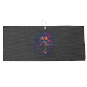 Colorful Lion Head Large Microfiber Waffle Golf Towel