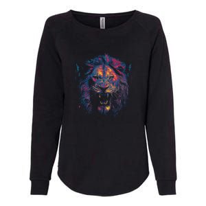 Colorful Lion Head Womens California Wash Sweatshirt