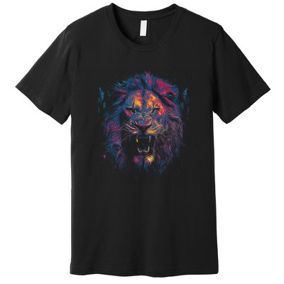 Colorful Lion Head Premium T-Shirt