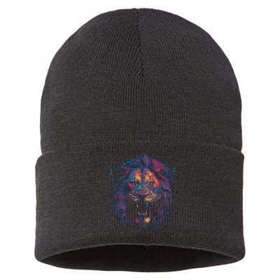 Colorful Lion Head Sustainable Knit Beanie