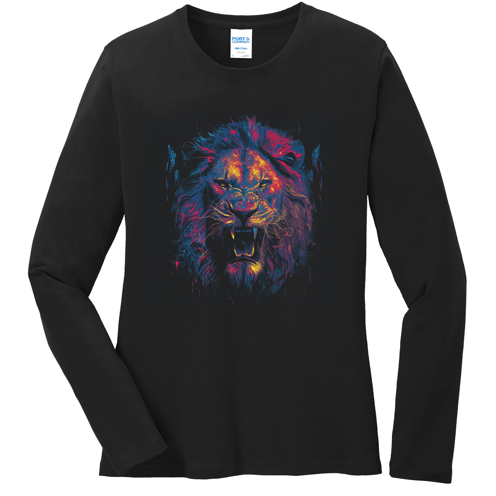 Colorful Lion Head Ladies Long Sleeve Shirt