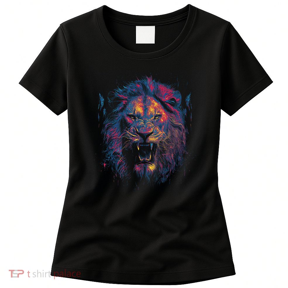 Colorful Lion Head Womens T-Shirt