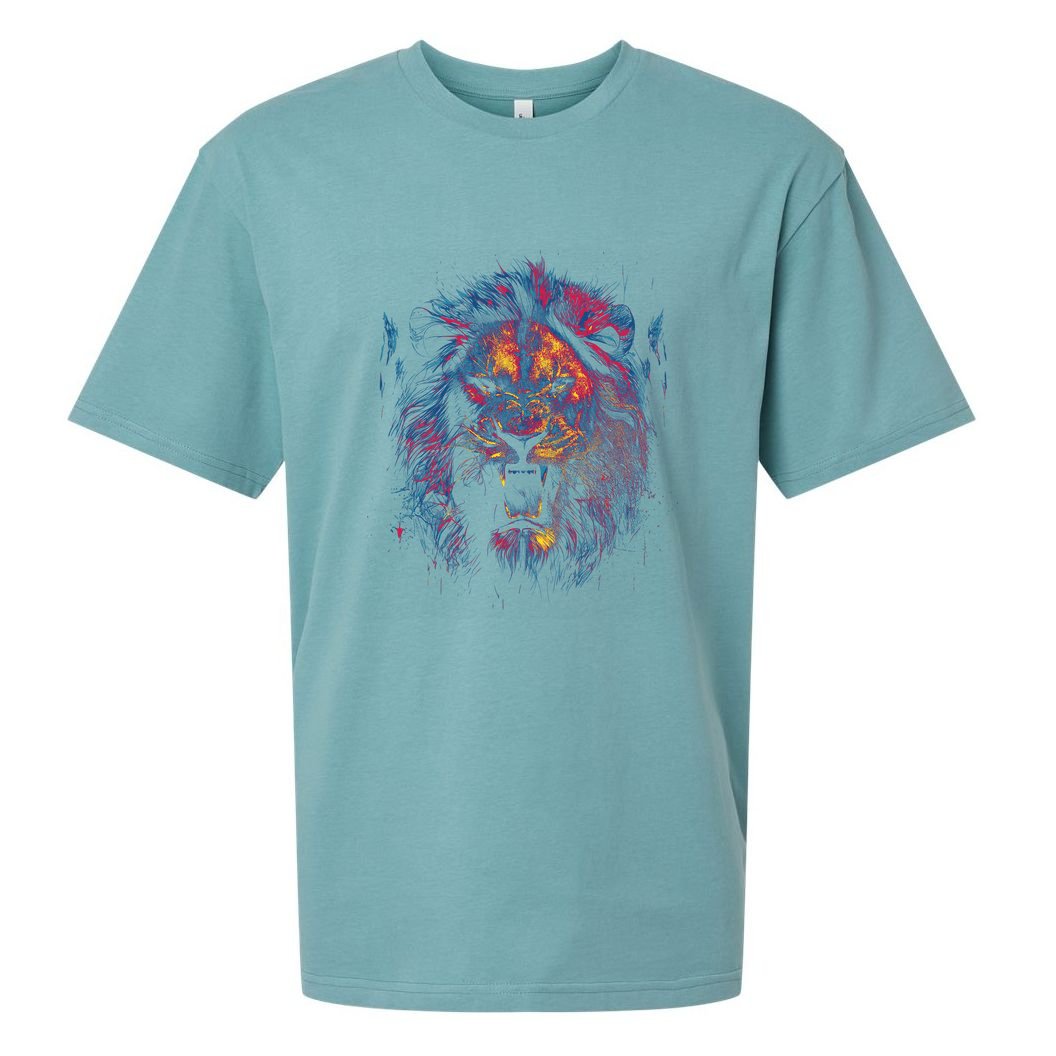 Colorful Lion Head Sueded Cloud Jersey T-Shirt
