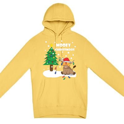 Christmas Lights Highland Cow Ugly Sweater Christmas Jumper Classic Premium Pullover Hoodie