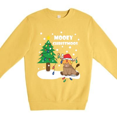 Christmas Lights Highland Cow Ugly Sweater Christmas Jumper Classic Premium Crewneck Sweatshirt