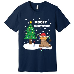 Christmas Lights Highland Cow Ugly Sweater Christmas Jumper Classic Premium T-Shirt