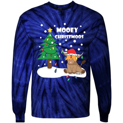 Christmas Lights Highland Cow Ugly Sweater Christmas Jumper Classic Tie-Dye Long Sleeve Shirt