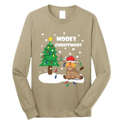 Christmas Lights Highland Cow Ugly Sweater Christmas Jumper Classic Long Sleeve Shirt