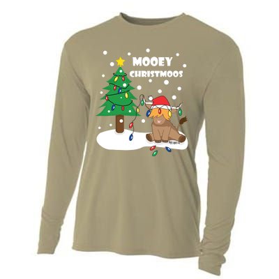 Christmas Lights Highland Cow Ugly Sweater Christmas Jumper Classic Cooling Performance Long Sleeve Crew