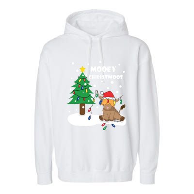 Christmas Lights Highland Cow Ugly Sweater Christmas Jumper Classic Garment-Dyed Fleece Hoodie