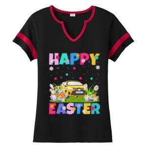 Car Lover Happy Easter Bunny Car Easter Sunday Gift Ladies Halftime Notch Neck Tee