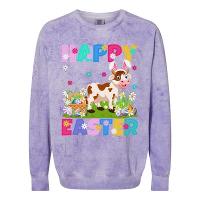 Cattle Lover Happy Easter Bunny Cattle Easter Sunday Gift Colorblast Crewneck Sweatshirt