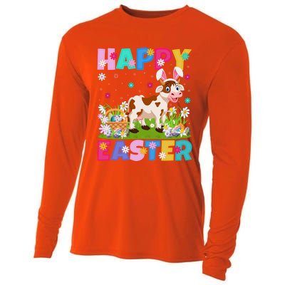 Cattle Lover Happy Easter Bunny Cattle Easter Sunday Gift Cooling Performance Long Sleeve Crew