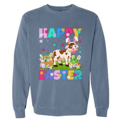 Cattle Lover Happy Easter Bunny Cattle Easter Sunday Gift Garment-Dyed Sweatshirt