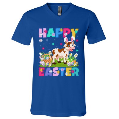 Cattle Lover Happy Easter Bunny Cattle Easter Sunday Gift V-Neck T-Shirt