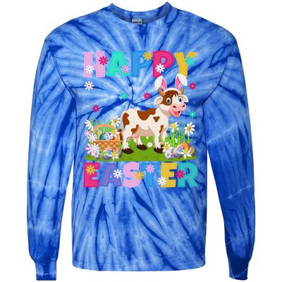 Cattle Lover Happy Easter Bunny Cattle Easter Sunday Gift Tie-Dye Long Sleeve Shirt